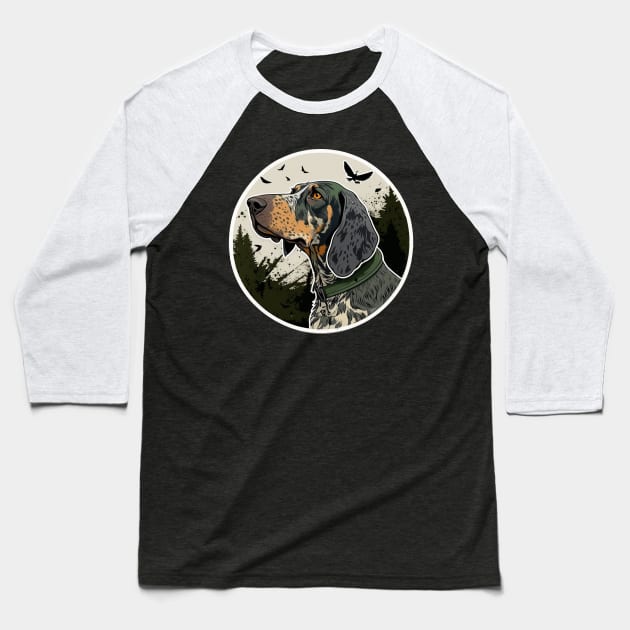 Bluetick Coonhound Camouflage Motif Baseball T-Shirt by Mike O.